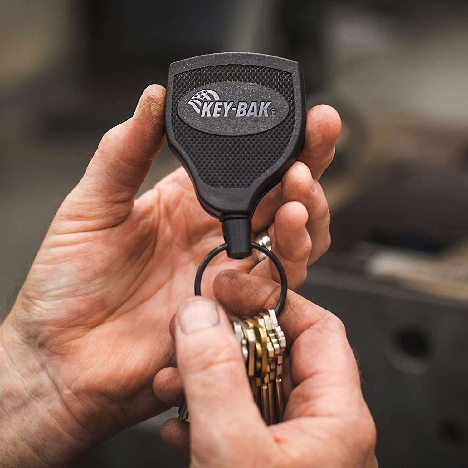 KEY-BAK SUPER48 Locking Retractable Keychain, Steel Belt Clip, Made in the USA