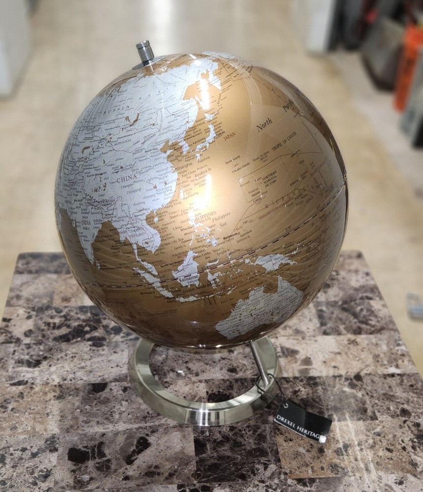 Drexel Heritage Two-Tone Gold/Silver Globe 12" Tall NWT
