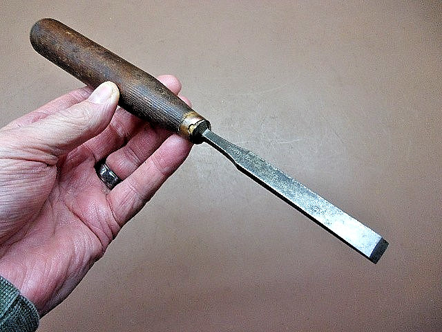 Antique Signed Cast Steel 7/16"  Straight Edge Wood Paring Chisel 10 3/4" SHARP!