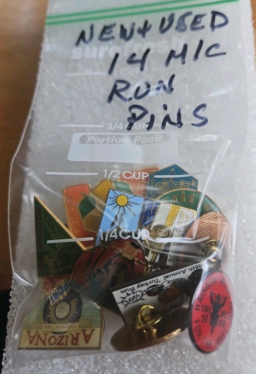 Lot of 14 Vintage Motorcycle Run Pins From Various Locations New And Used