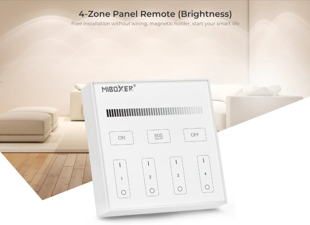 B1-W - 4-Zone Panel Remote (Brightness) White