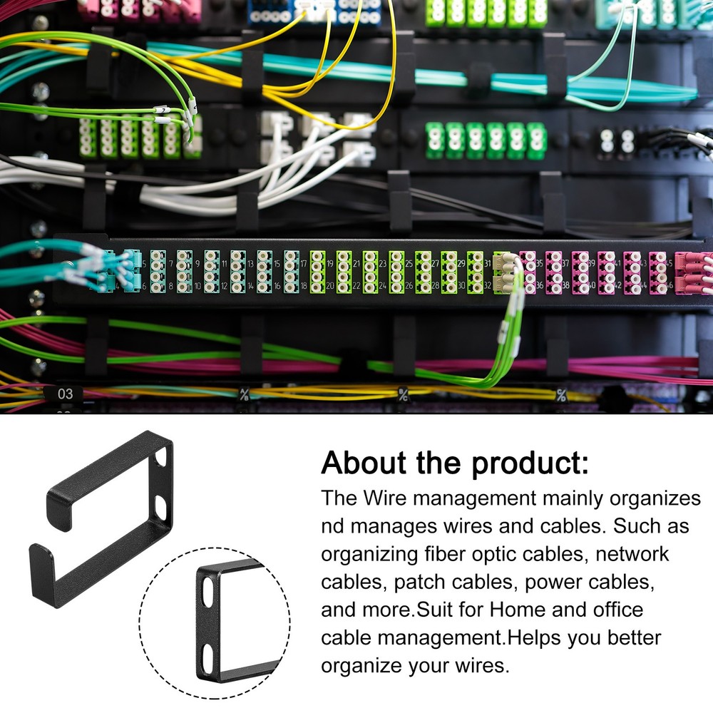 Server Rack Cable Management D Ring Hooks Bracket Organizer Black Color/10Set