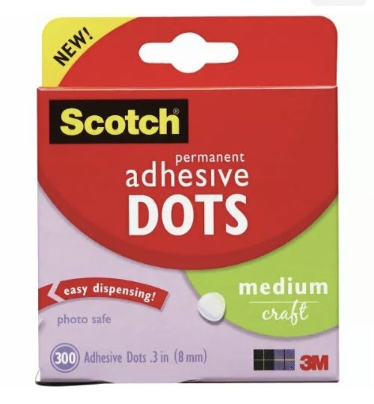 2 Packs Scotch Adhesive Dots, Medium, 300 Dots/Pack Each, Permanent