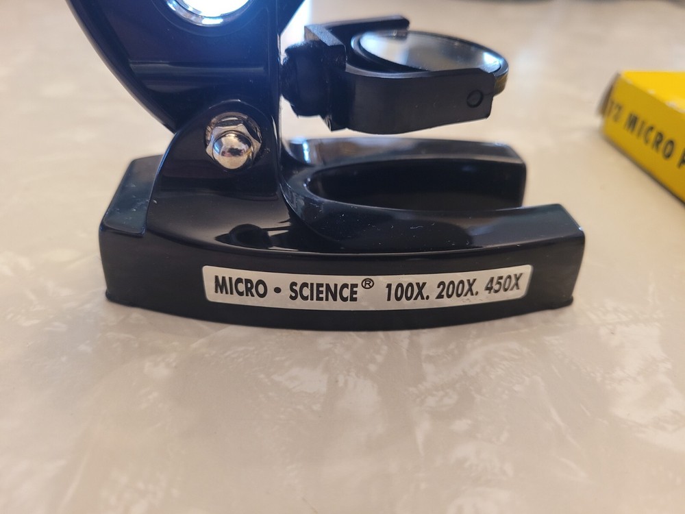 Micro-Science 100x 200x 450x Microscope & 12 Slides Box