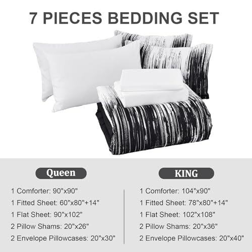 Ombre Black Comforter Set Size Gradient Boho Bedding Set for King Black White