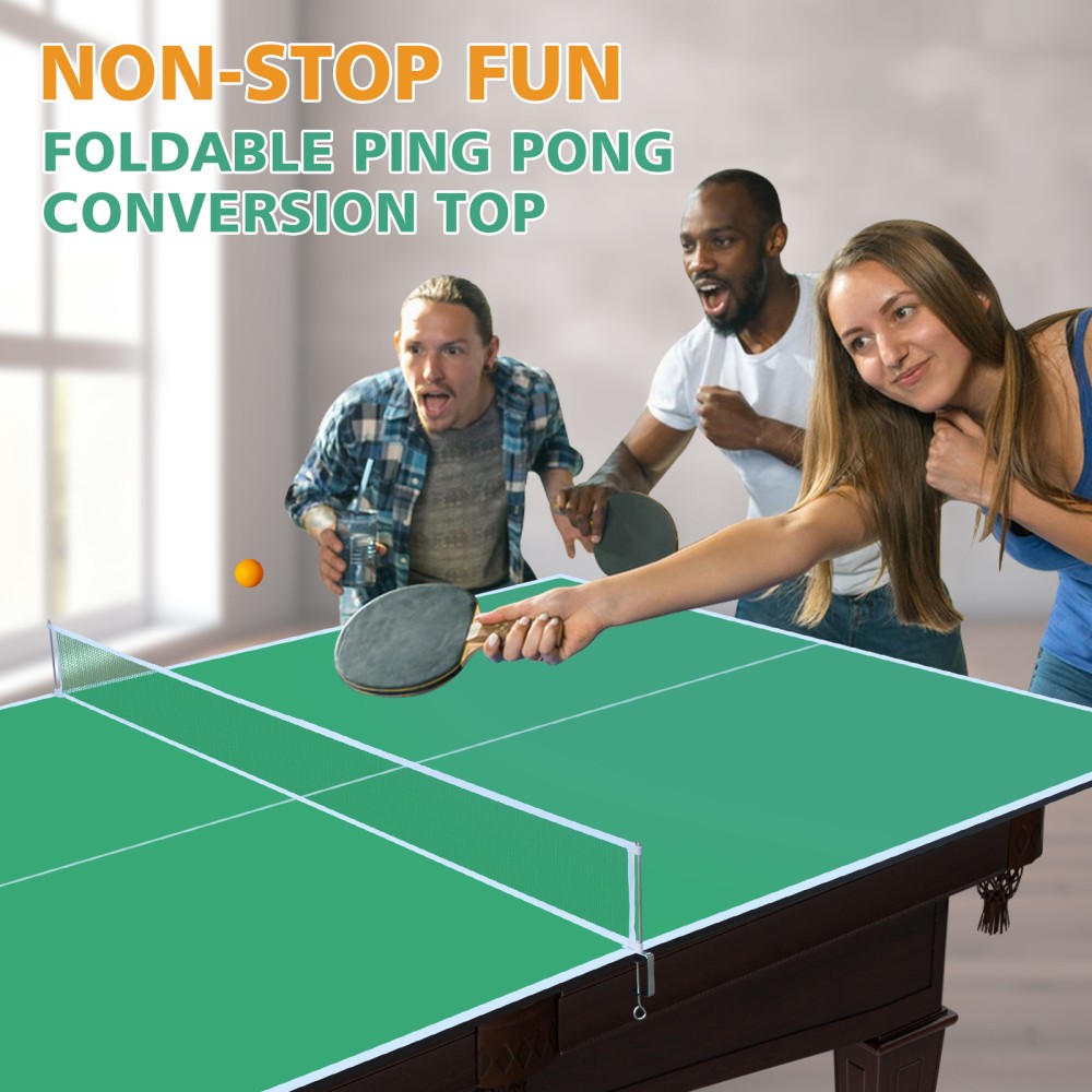 Foldable Ping Pong Table Top for Indoor Games 8.5ft Green Conversion Surface