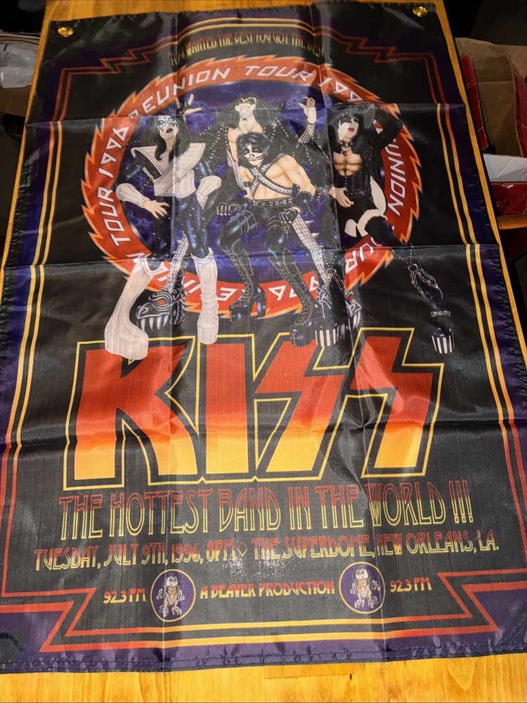 Kiss Rock Band Wall Flag 1’ 11 1/2” X 2’ 10” Tour 1996