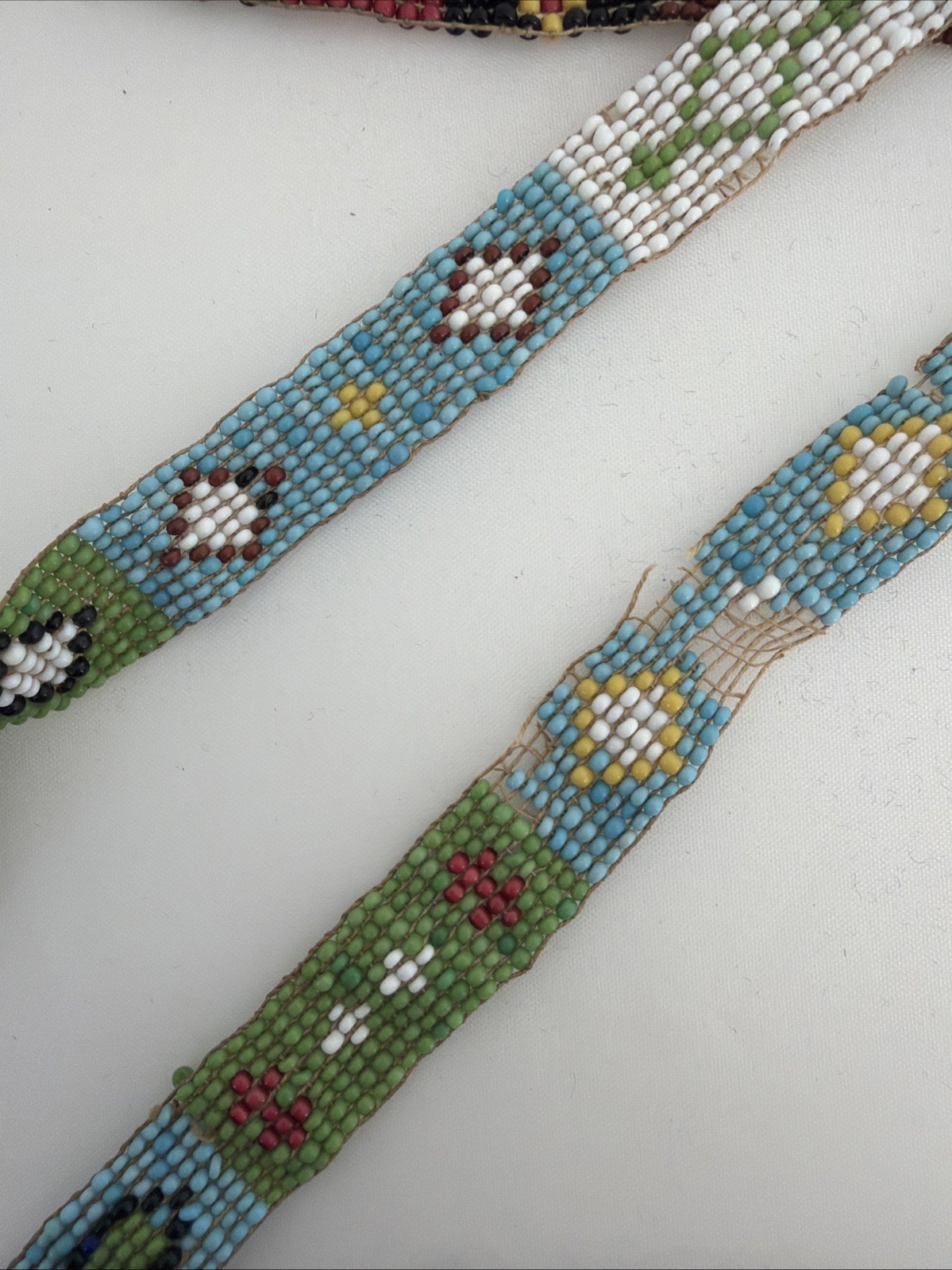 Antique Hand Made Native American Beaded Sash with Tassels