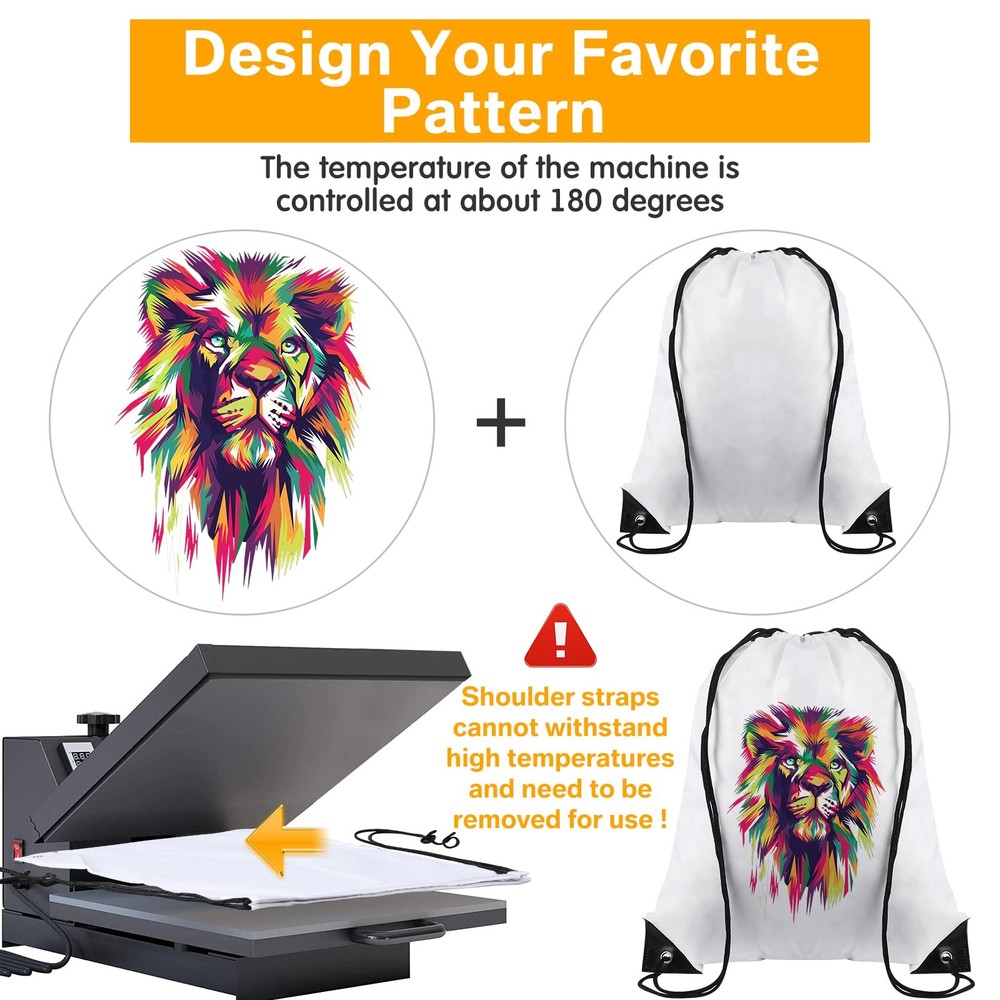 100 Pcs Sublimation Drawstring Bags Bulk White Blank Drawstring Backpacks Reu...
