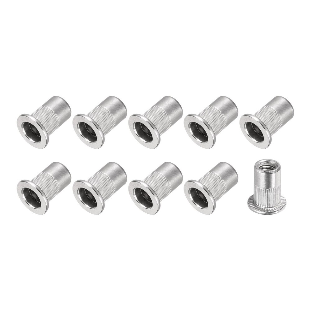 60 x Rivet Nuts (M6) Aluminum Alloy Threaded Insert Nuts Silver Tone
