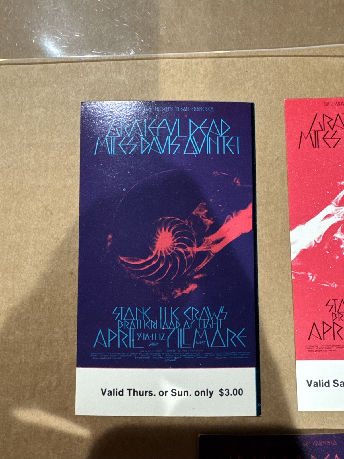 Grateful Dead BG-227 Tickets x 3 Miles Davis Quintet Jerry Garcia Fillmore West