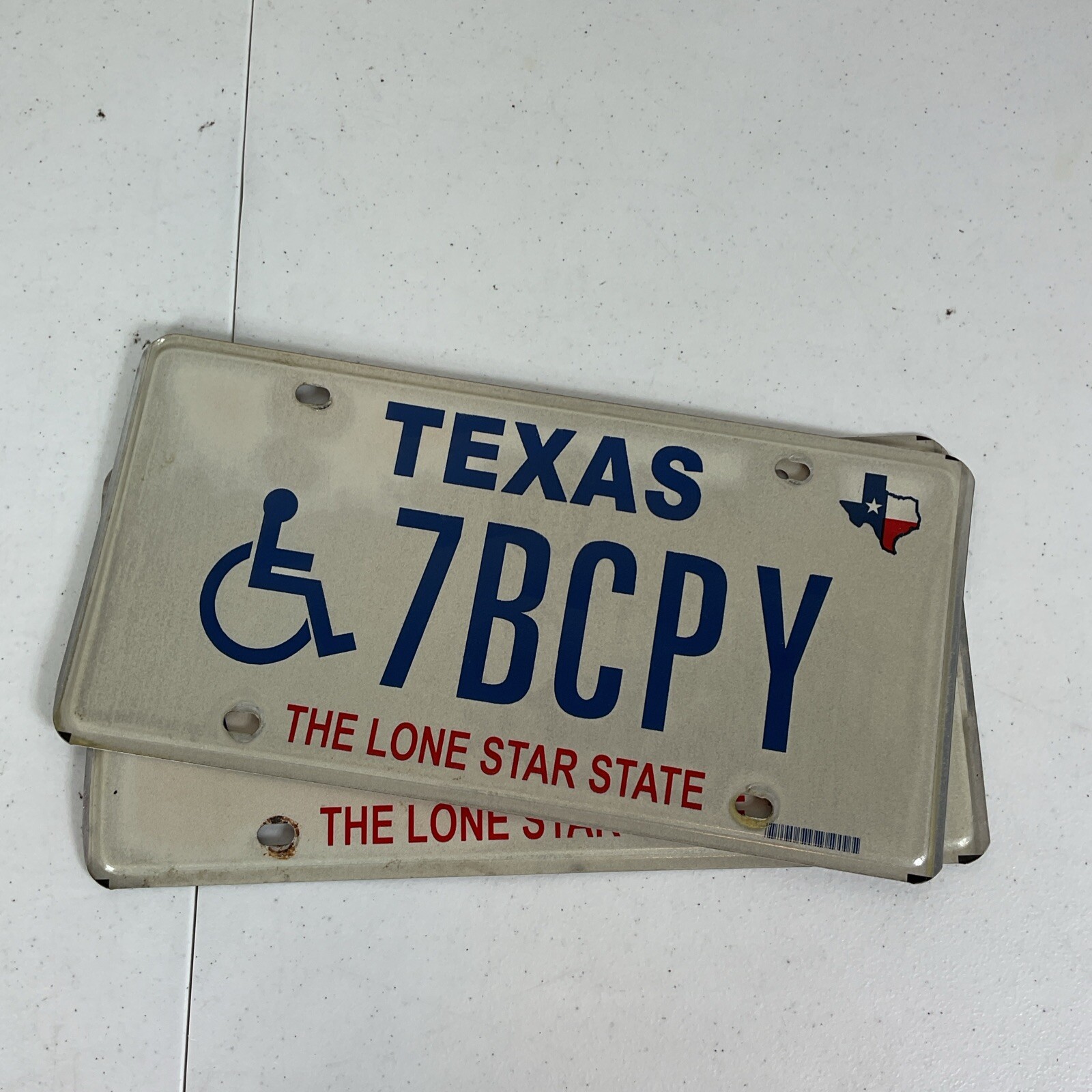 2000s Texas HANDICAPPED License Plate HANDICAP # 7BCPY SET OF 2 Y2K