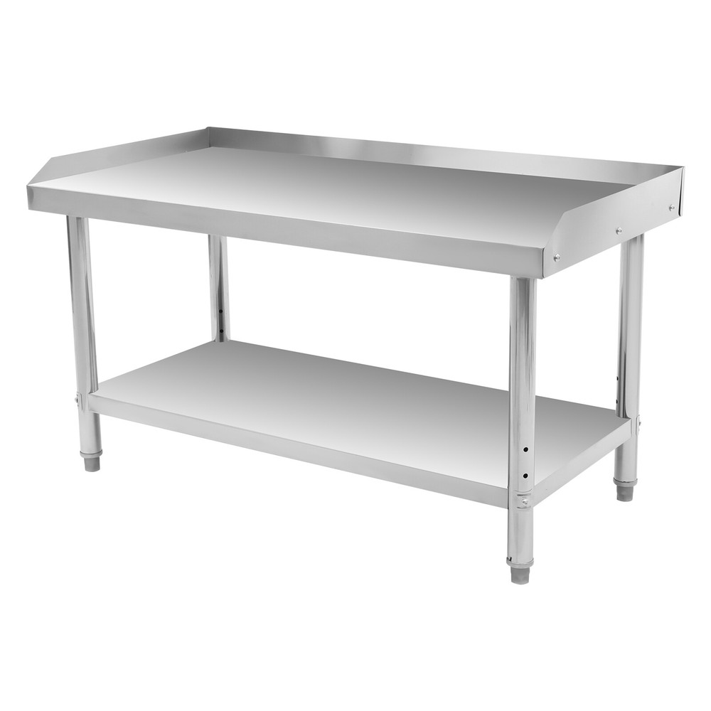 Stainless Steel Adjustable Kitchen Work Table 2 Tier Garage Workbench Load 200kg