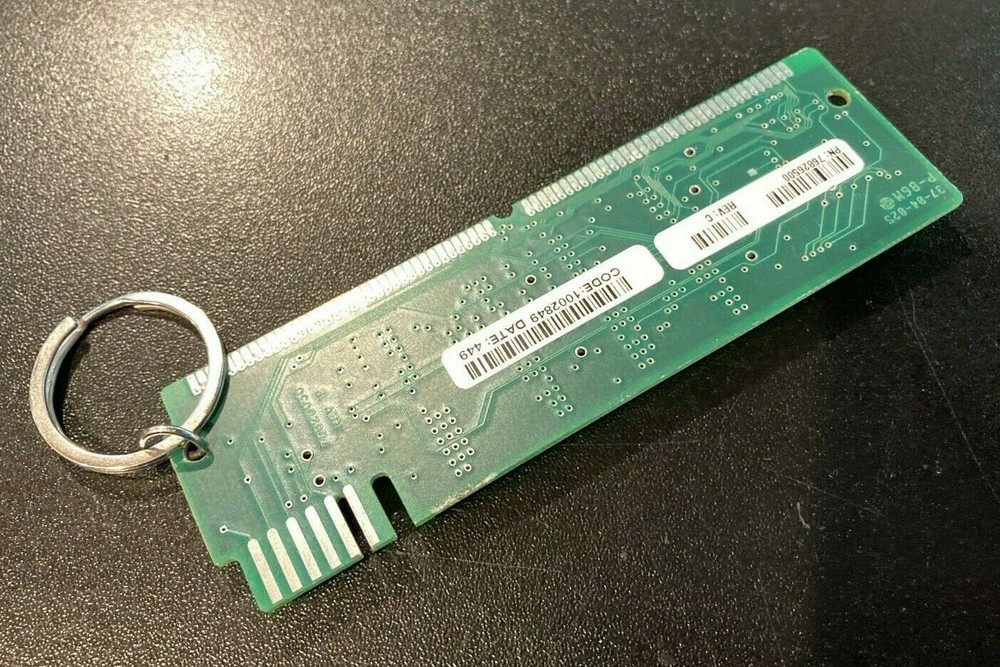 Computer Circuit Board Keychain 4.25" Silver 72-Pin SIMM PCB Keyring Electronics