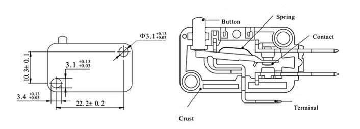 (1) Miniature Micro Switch 15A Simulated N Lever Type Automatic Machine
