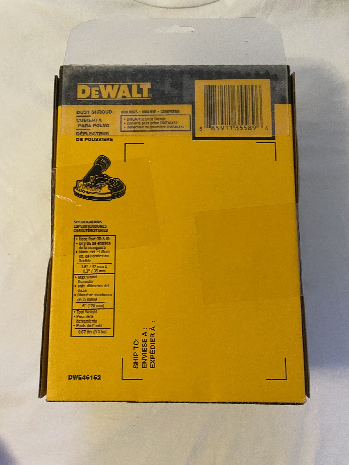 DEWALT 5" Surface Grinding Dust Shroud Attachment 5-Inch DWE46152 - DAMAGED BOX