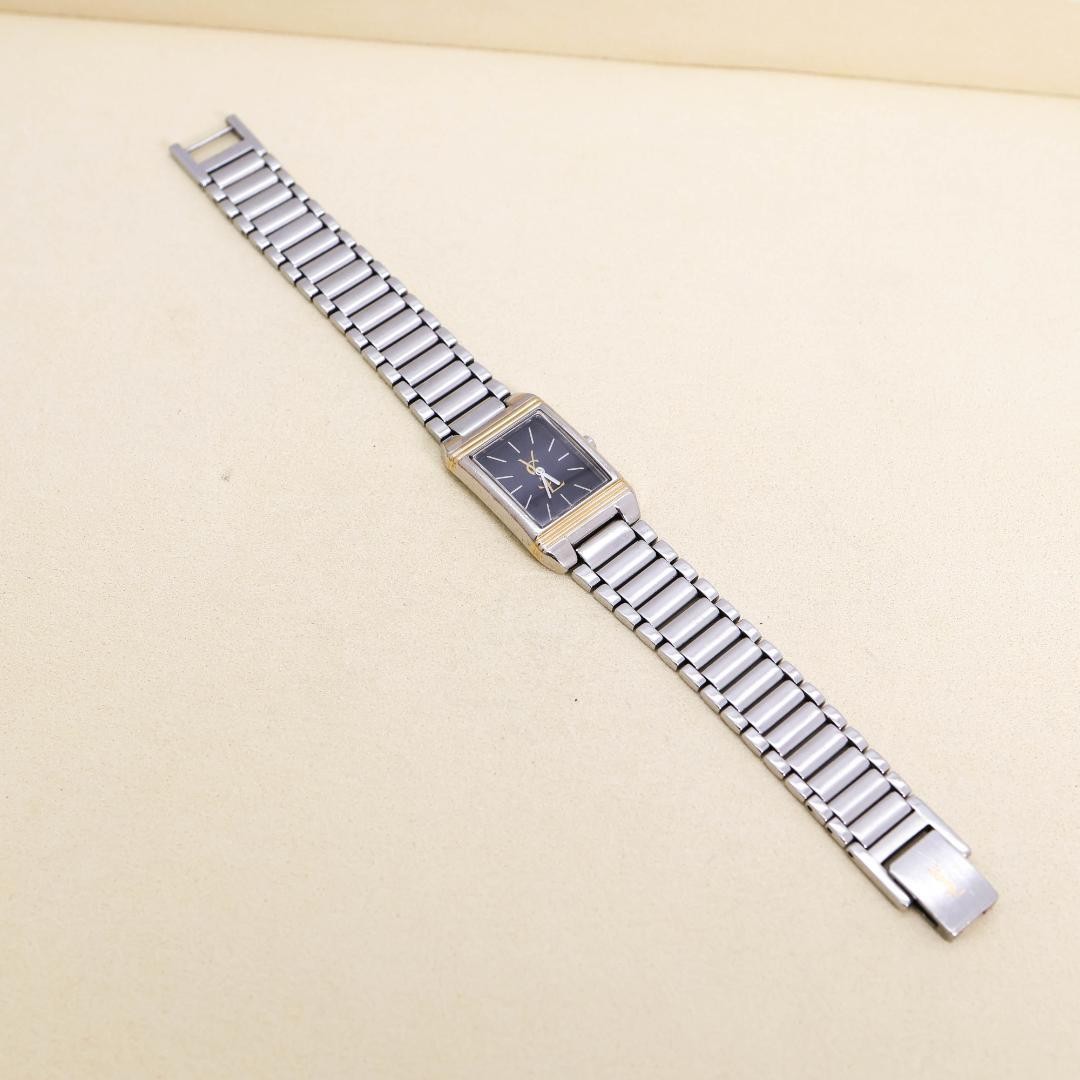 Yves Saint Laurent 2528 Wristwatch Vintage Black Dial Leather Band Timepiece