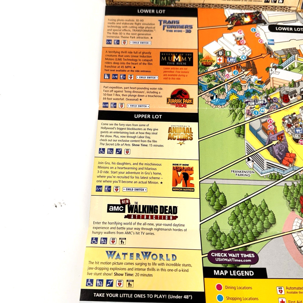 Universal Studios Hollywood - 2016 SOUVENIR STUDIO MAP -Wizarding World Potter