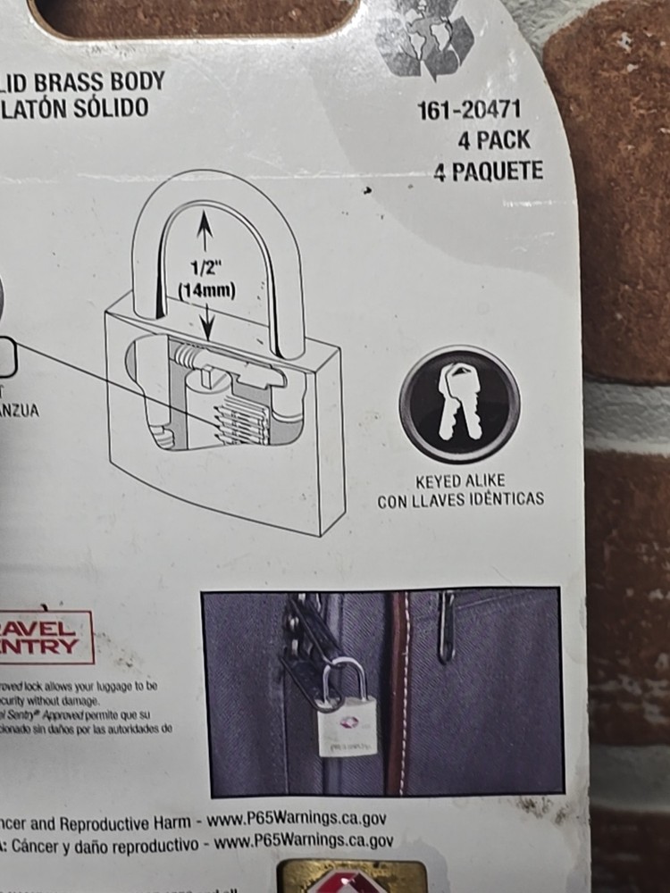 Brinks Solid Brass Locks (4) with Keys TSA Accepted Manufactured Sealed READ