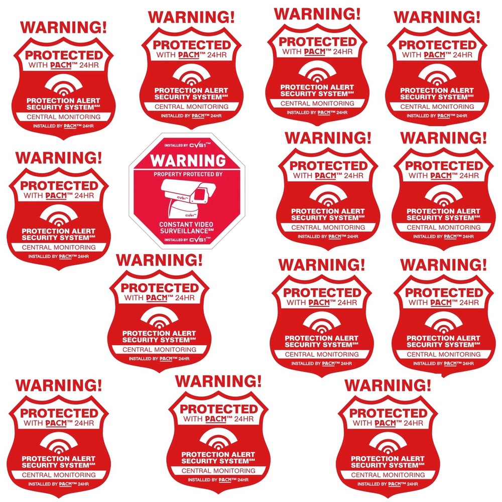 Security Alarm Decals & Security Camera Decal Set Weatherproof UV Coated