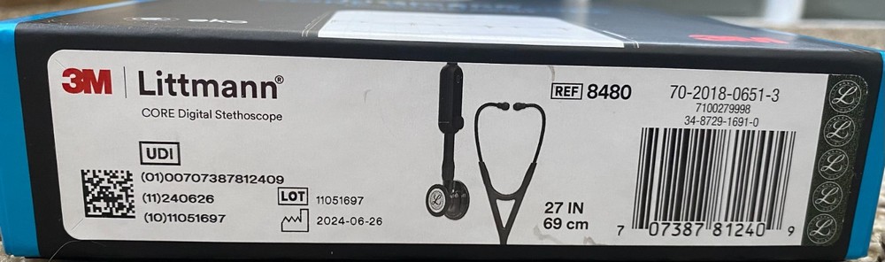 3M Littmann CORE Digital Stethoscope BLACK - minor use, open box.