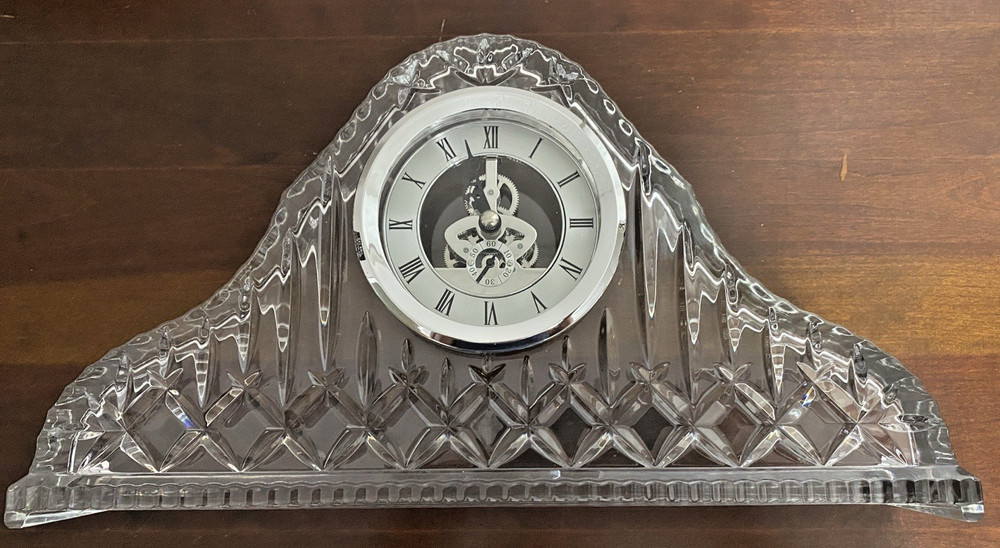 Large German Gorham Crystal Clock Lady Anne Silver Skeleton Clock