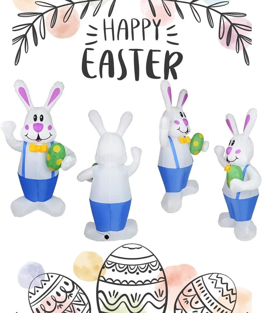 6FT Easter Inflatables Outdoor Decorations Easter Bunny Blow up Yard Decoration