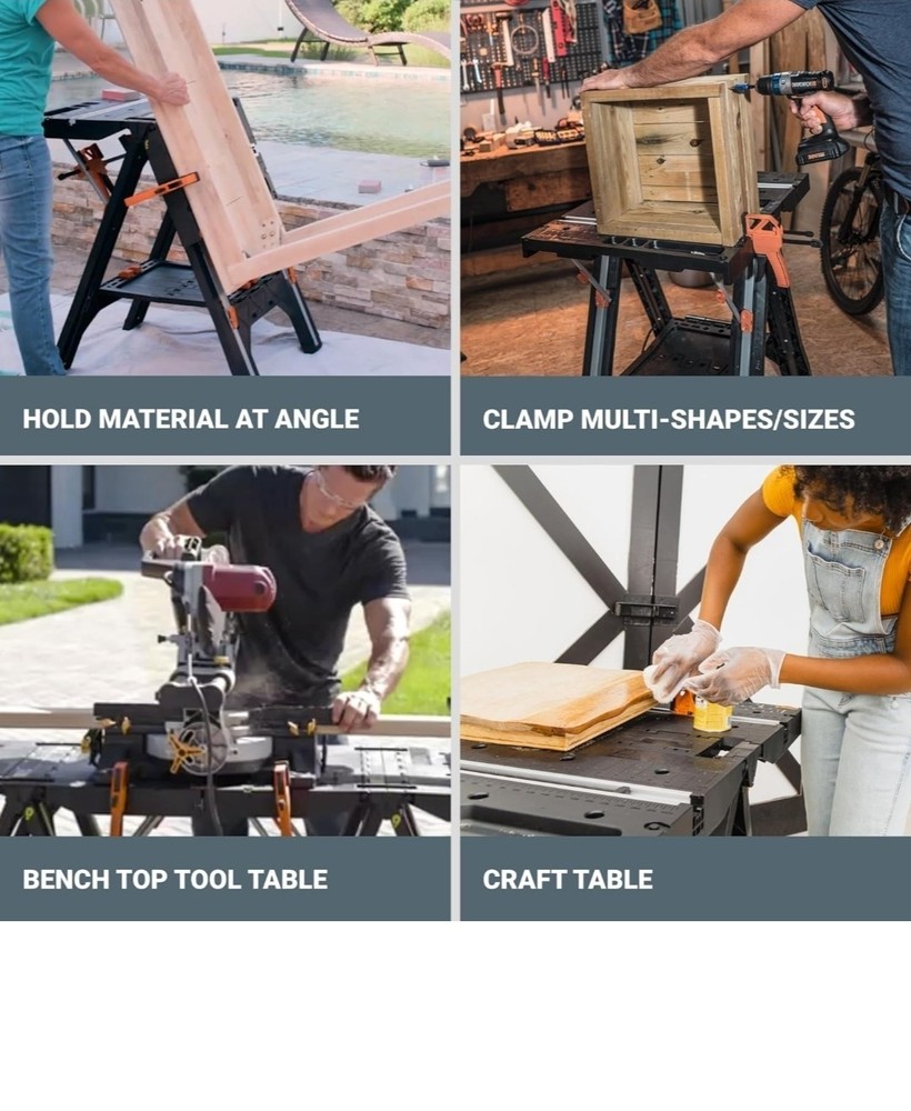 Pegasus 2-in-1 Folding Work Table & Sawhorse, Easy Setup Portable Workbench, 31"