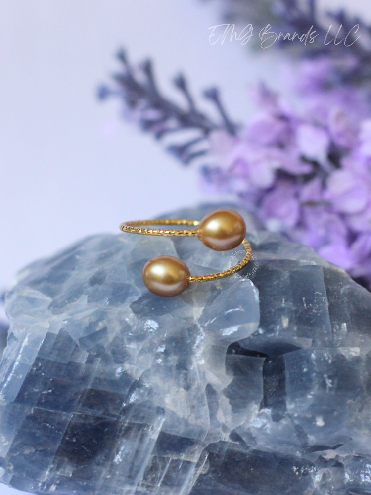 Deep Golden Pearl Bypass Ring