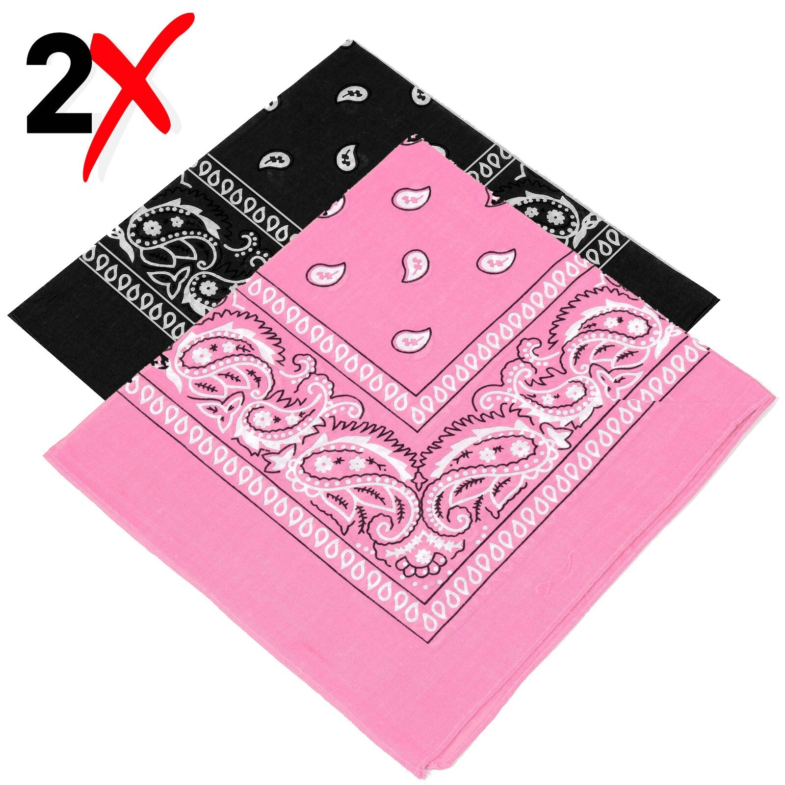 2 Pack Bandana 100% Cotton Paisley Print Double-Sided Scarf Head Neck Face Mask