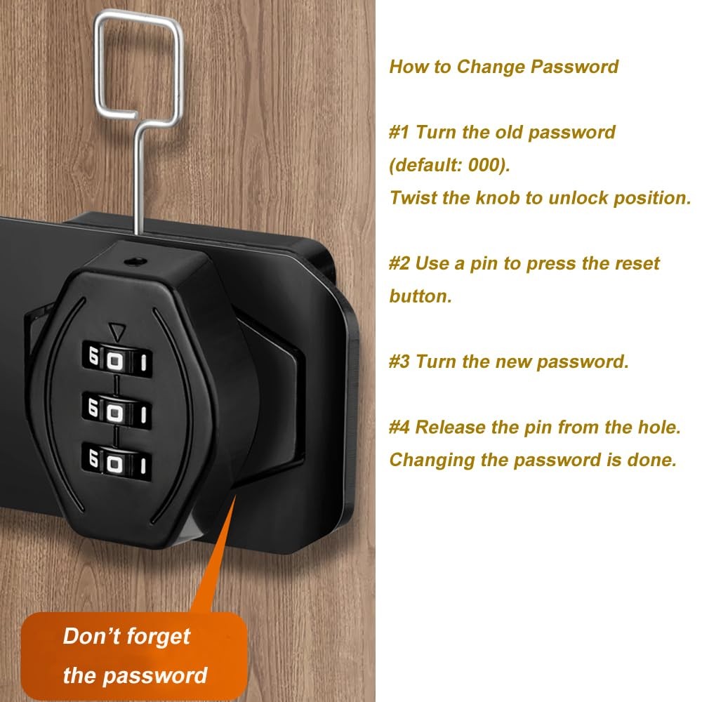 ETEKJOY Keyless Cabinet Lock 3-Digit Password Combination Code 4 Inch, Silver