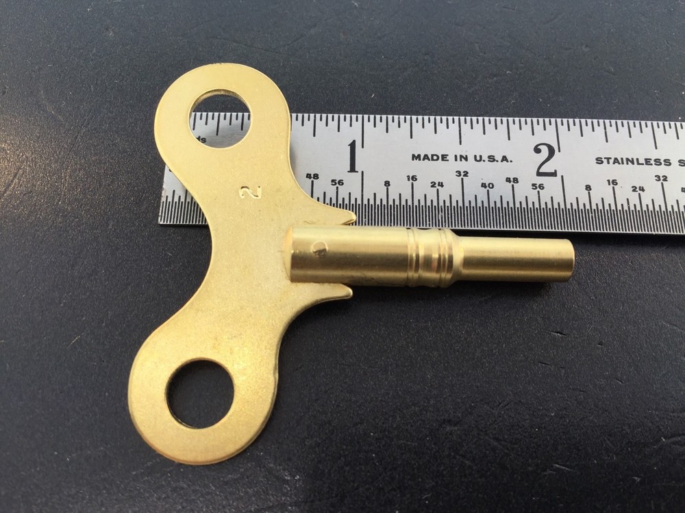Solid Brass Clock Key. # 2 or 2.8 mm. or .110 inches