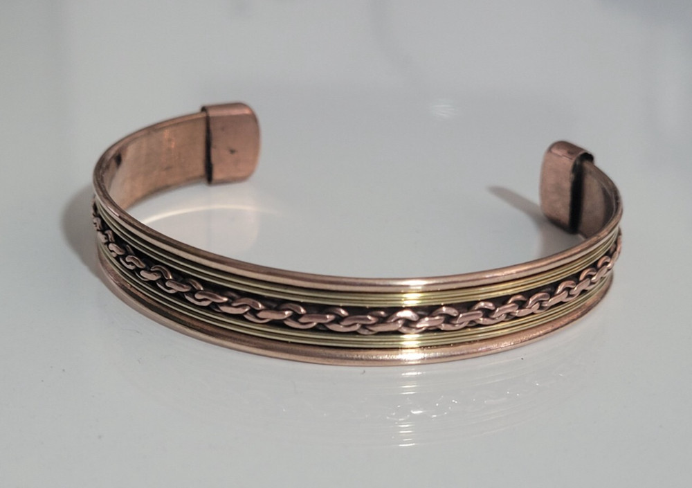 2 Pack Pure Copper Bracelet Solid Copper Arthritis Pain Relief Cuff Bangle Chain