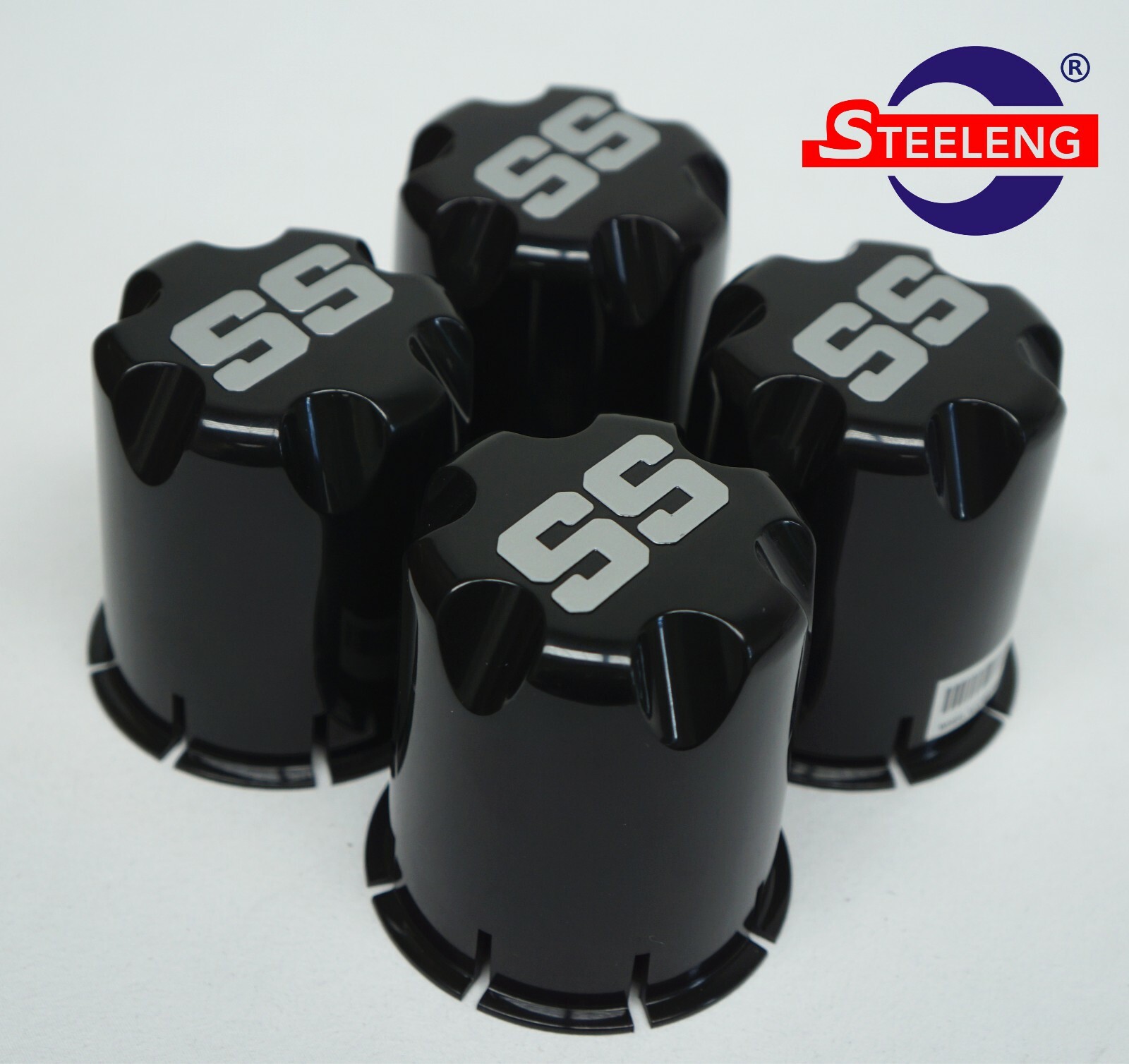 Golf Cart UTV ATV Wheel Rim 'SS' Black Center Caps (Set of 4)