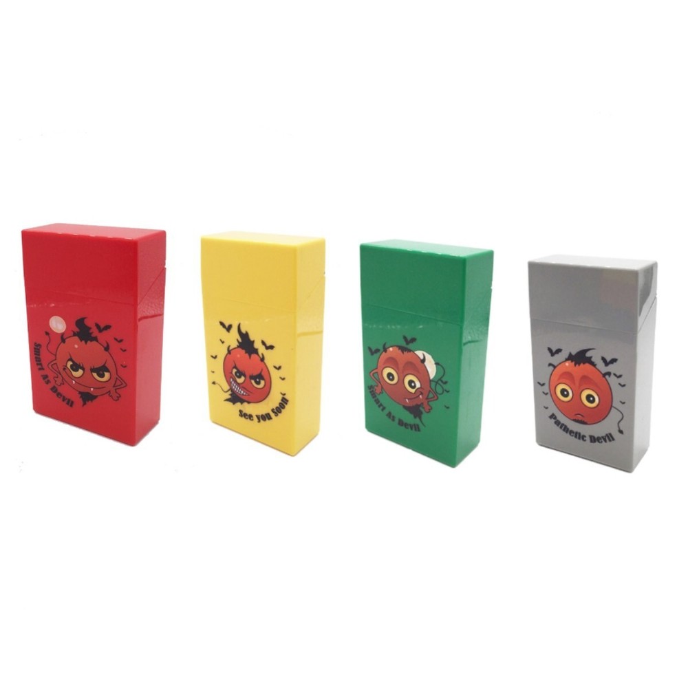 4 Pack King Size Push-to-Open Plastic Cigarette Case Devil Image