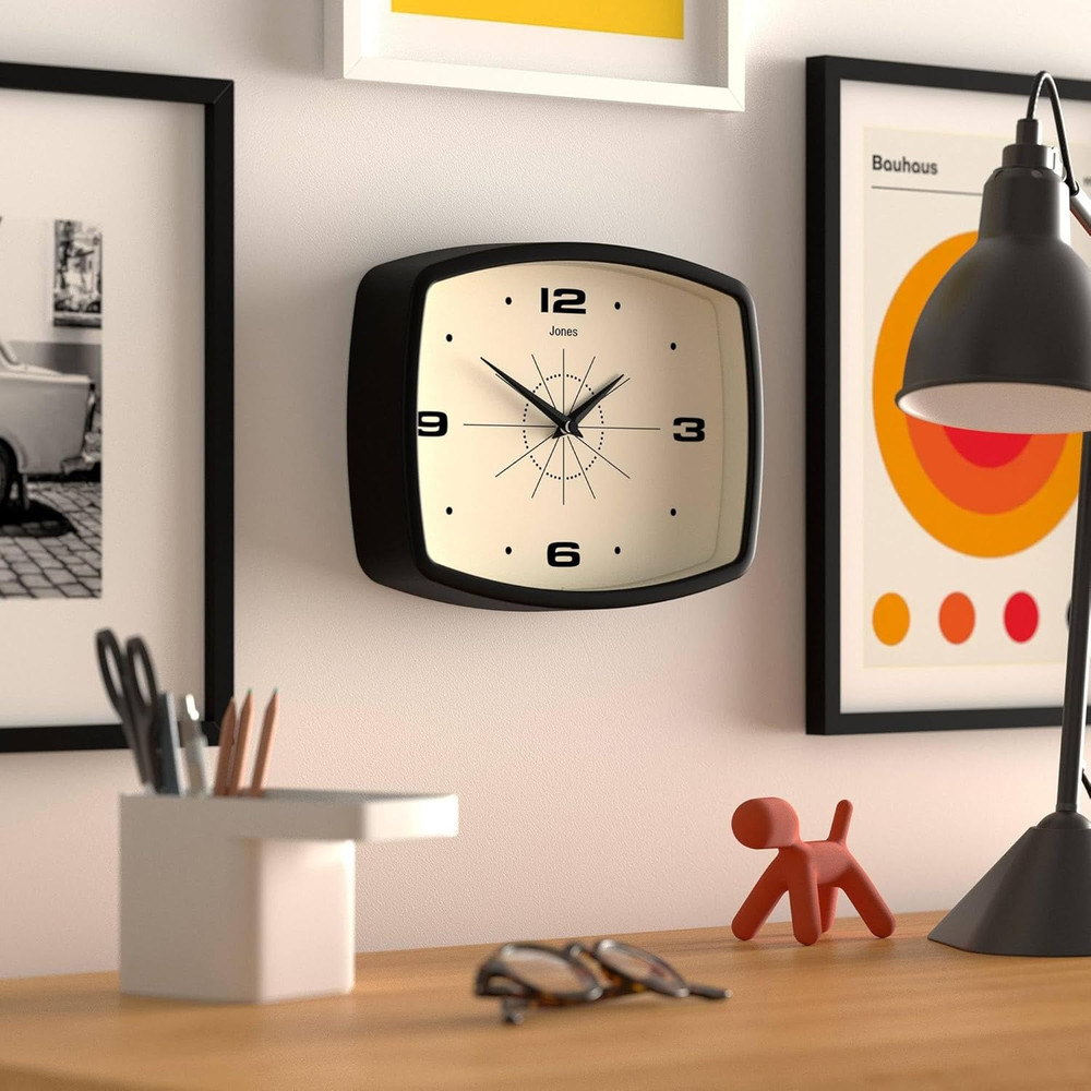 ® Movie Wall Clock | Rectangular Retro Clock | 10 Inch | Black | Cool Mid-Centur