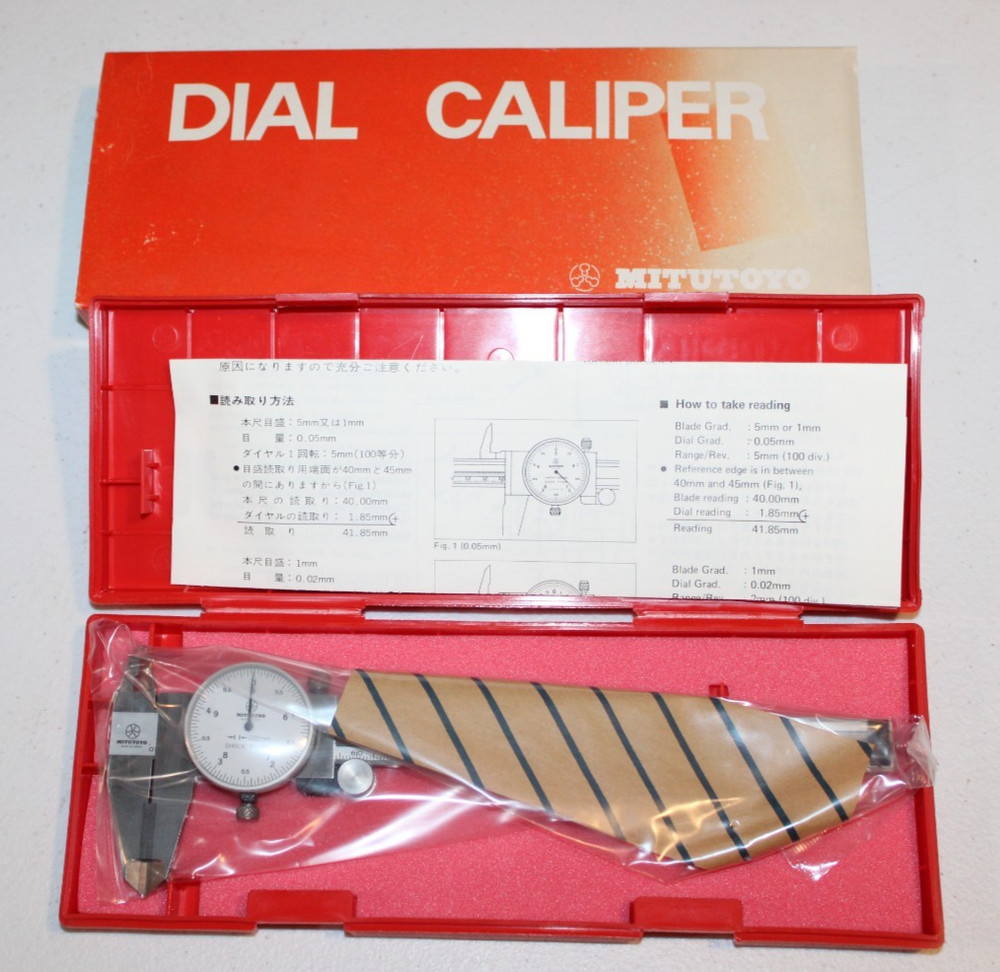 NEW Sealed  Mitutoyo Dial Caliper 505-638-50 - 6" .05MM WITH CASE