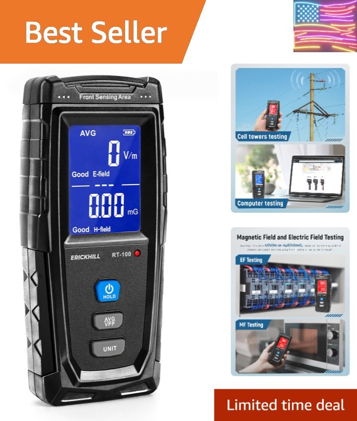 EMF Meter, Detects Electric and Magnetic Fields, Handheld Digital EMF Detecto...
