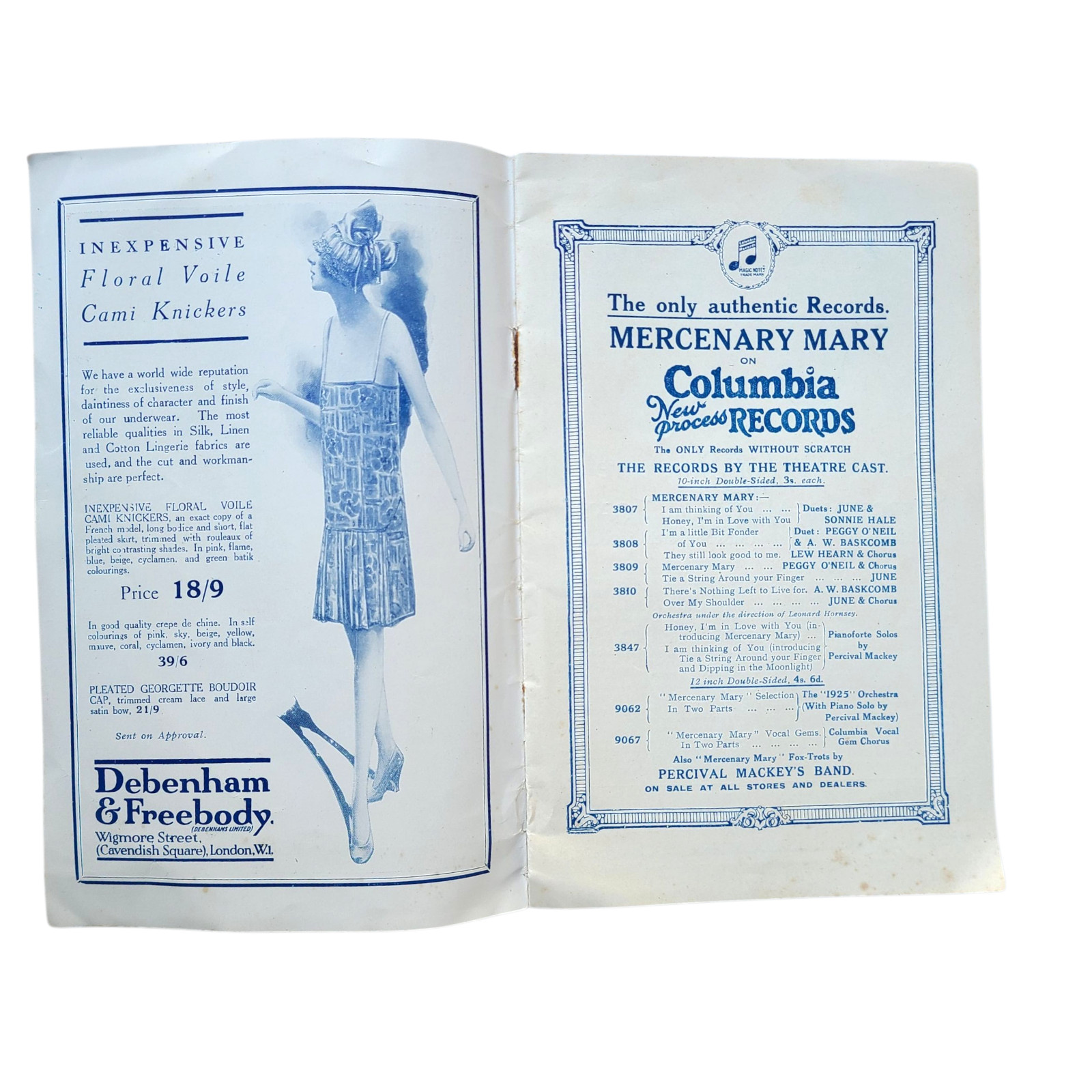 "MERCENARY MARY" 1925 Peggy O'Neill Margaret Campbell London Program Flapper Art