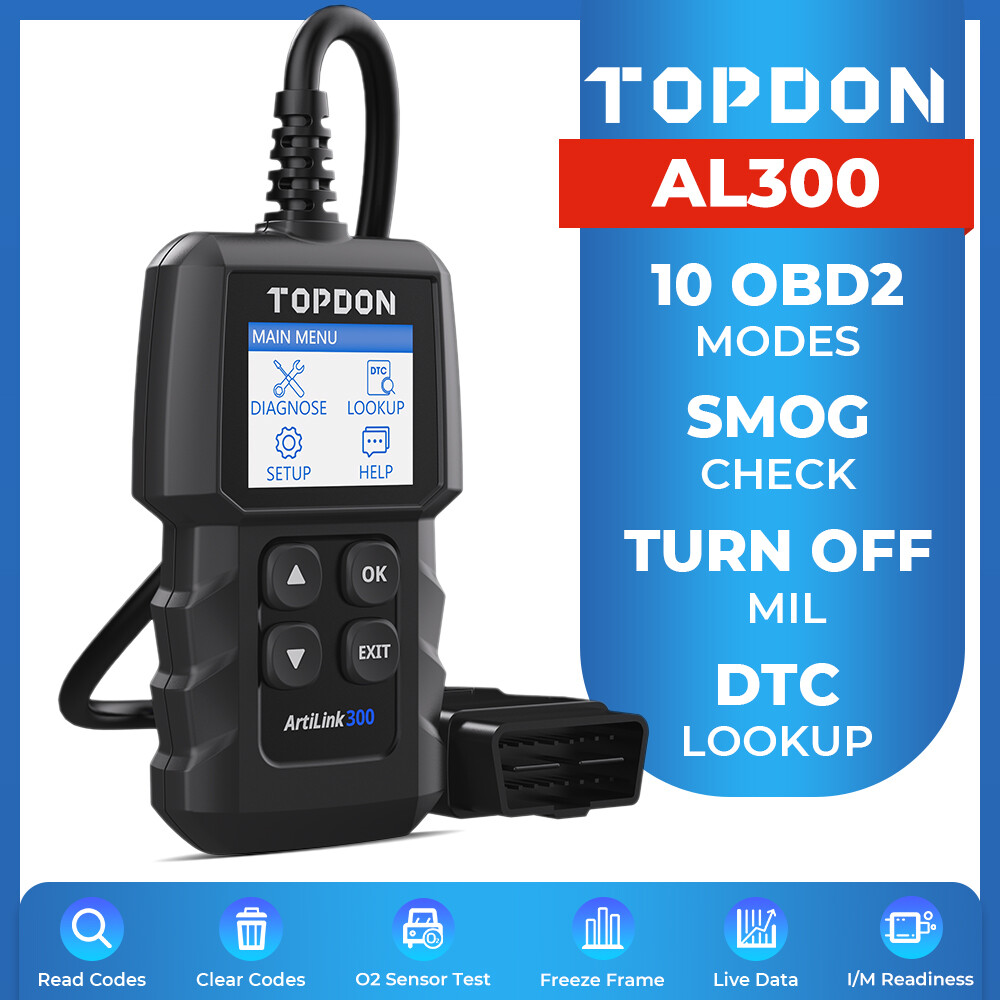 New TOPDON AL300 OBD2 Code Reader Scanner Car Smog Check Engine Fault Diagnostic