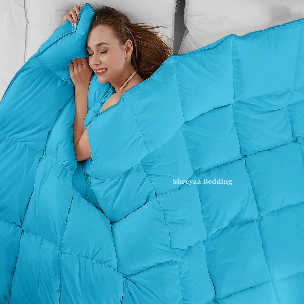 Best Aqua Blue Solid Cal King Size Egyptian Cotton Down Alternative Comforter