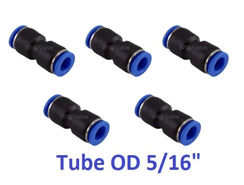 Pneumatic Straight Union Air Push In To Connect Fitting Tube OD 5/16" 5 Pieces