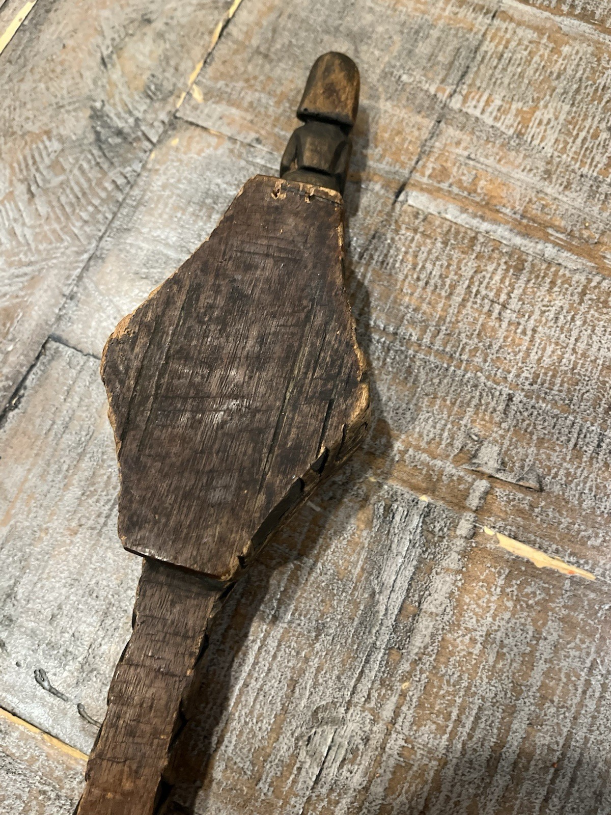 Antique Paiwan Noble Ceremonial Twin cup Linnak Hand Carve Taiwan Aboriginal 20”