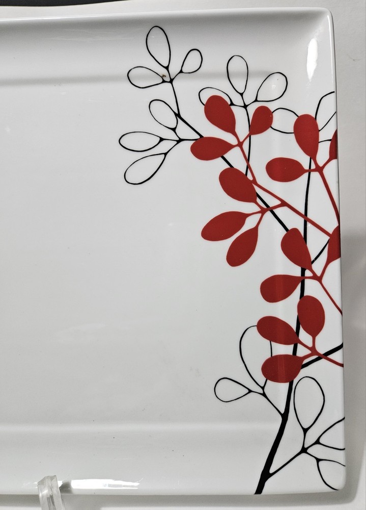 The Cellar Whiteware Red Black White Rectangular Platter