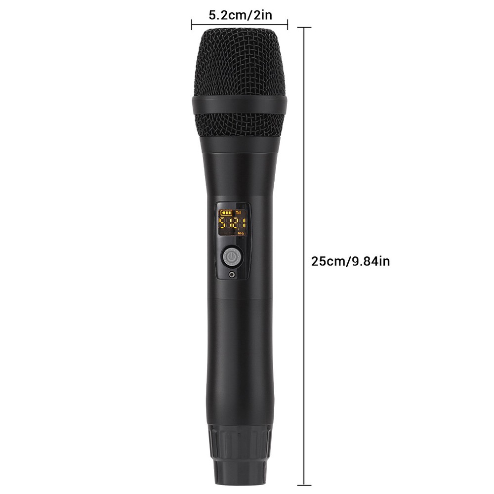 Professional UHF Rechargeable Wireless Microphone System + Auto-Connect Receiver