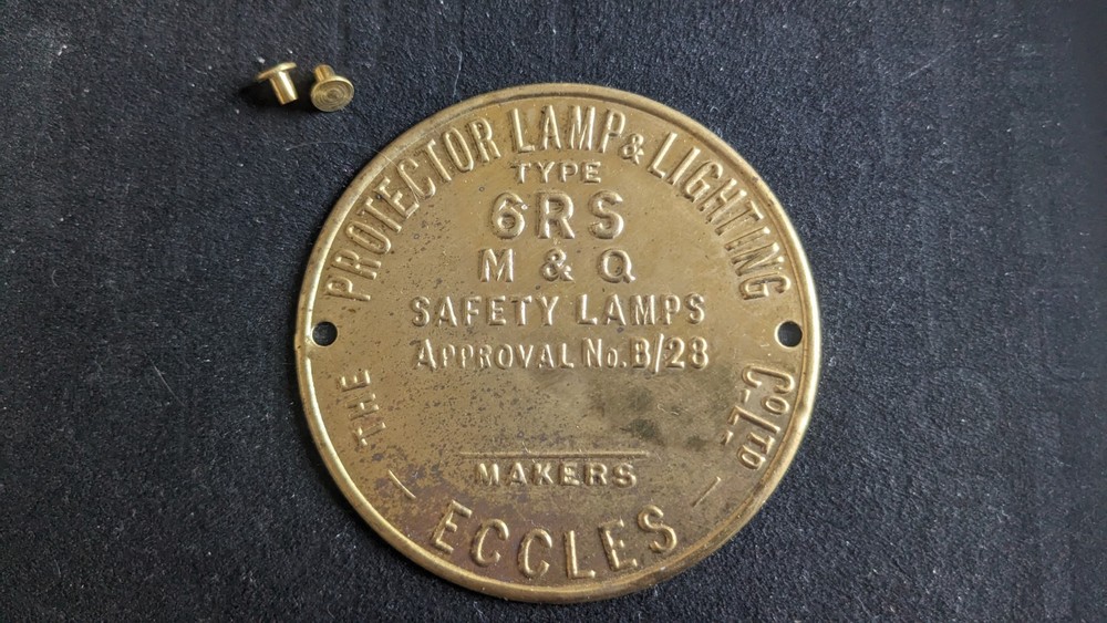 Replacement Protector Type 6RS Miners Lamp Badge Brass Inc Rivets