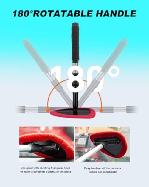 Windshield Cleaning Tool, Car Cleaner Tool with Inside Extendable Handle, Red
