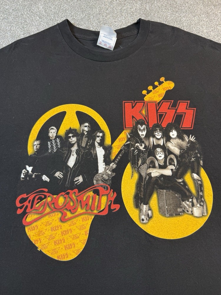 KISS & Aerosmith - Tour 2003-2004 Concert 2-Sided  T-Shirt 2XL Black
