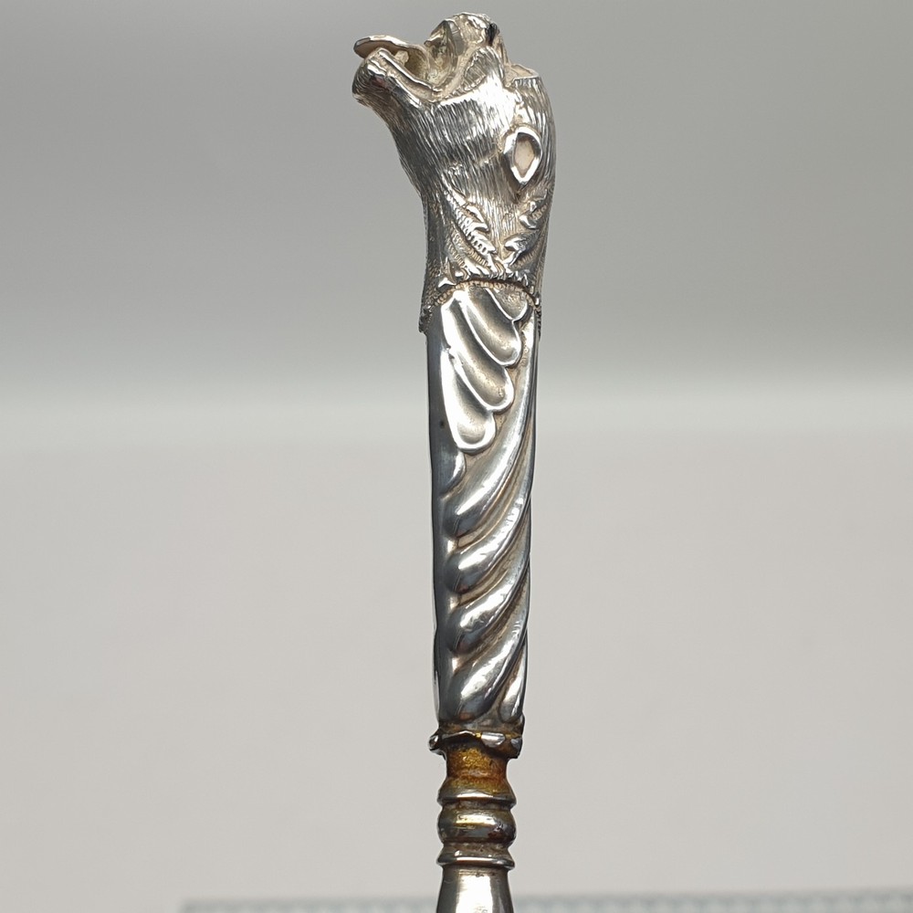 Victorian Solid Silver Leopard Button Hook