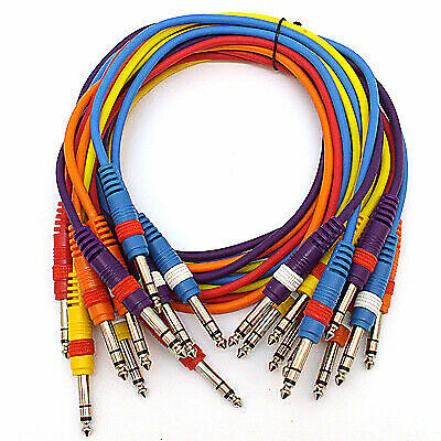 SEISMIC AUDIO 10 PACK 3' TRS 1/4" Colored Patch Cables